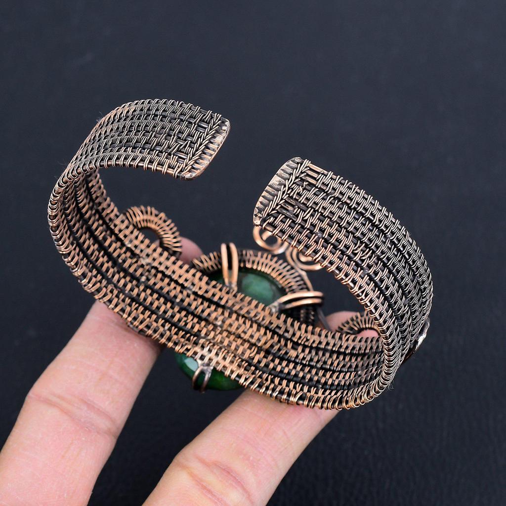 Изумрудный браслет, ювелирное изделие, обмотанное медной проволокой 999 пробы, браслет из драгоценного камня ручной работы, для свадебного подарка
