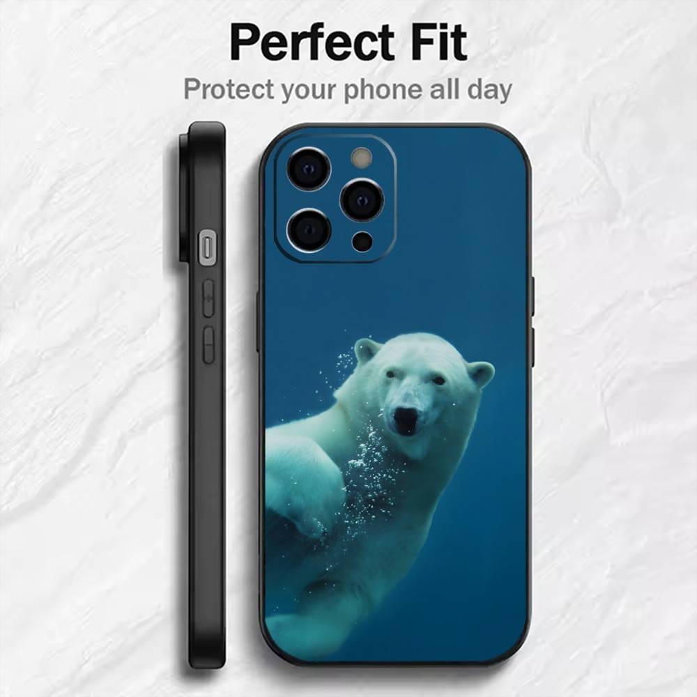 Polar Bear Master of the Arctic Phone Case For iPhone17,16,15,14,13,12 Plus,Max Soft Silicone Black Cover