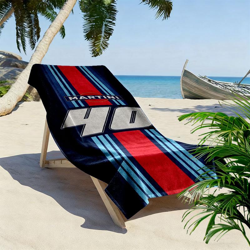 Пляжное полотенце с принтом Martini Racing, Большое мягкое быстросохнущее полотенце для пляжа, кемпинга, плавания