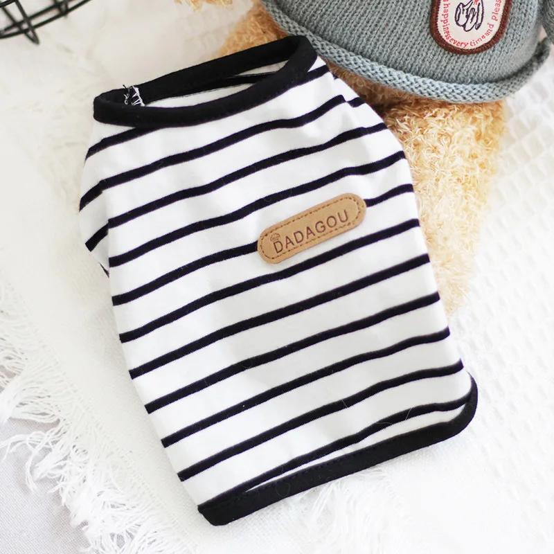 Полосатый жилет без рукавов для щенков, весна-лето, одежда для домашних животных для маленьких собак, померанских шпицев, чихуахуа, свитера, футболки для котят, наряды