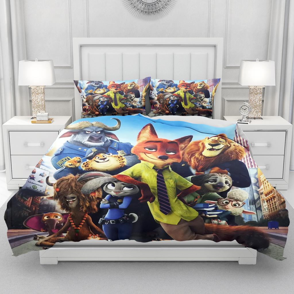 Зверополис Джуди Ник Комплект Пододеяльника Одеяло Постельное Белье 3D Детский Комплект Постельного Белья 3-Piece 1 Пододеяльник Размер King Size