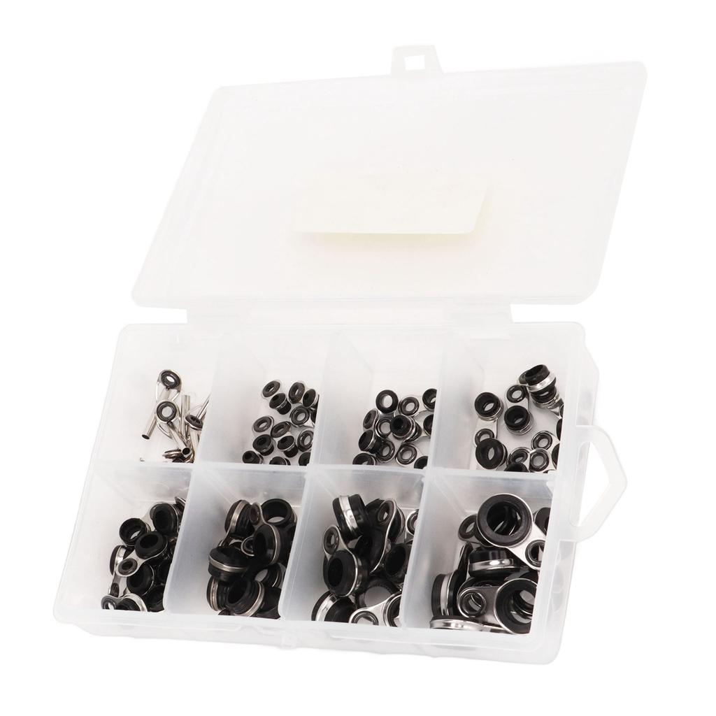 80pcs Fishing Guide Ring Set Stainless Steel Ceramic 8 Different Sizes Guide Rings for All Fishing Rod