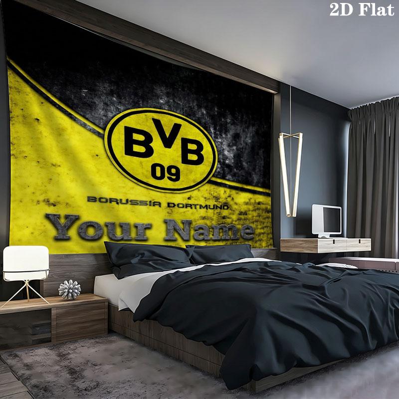 Borussia Custom Name Wall Tapestry Aesthetic Wall Hanging Printed Fabric Blanket Decorative Tapestries for Bedroom Living Room Home Decor