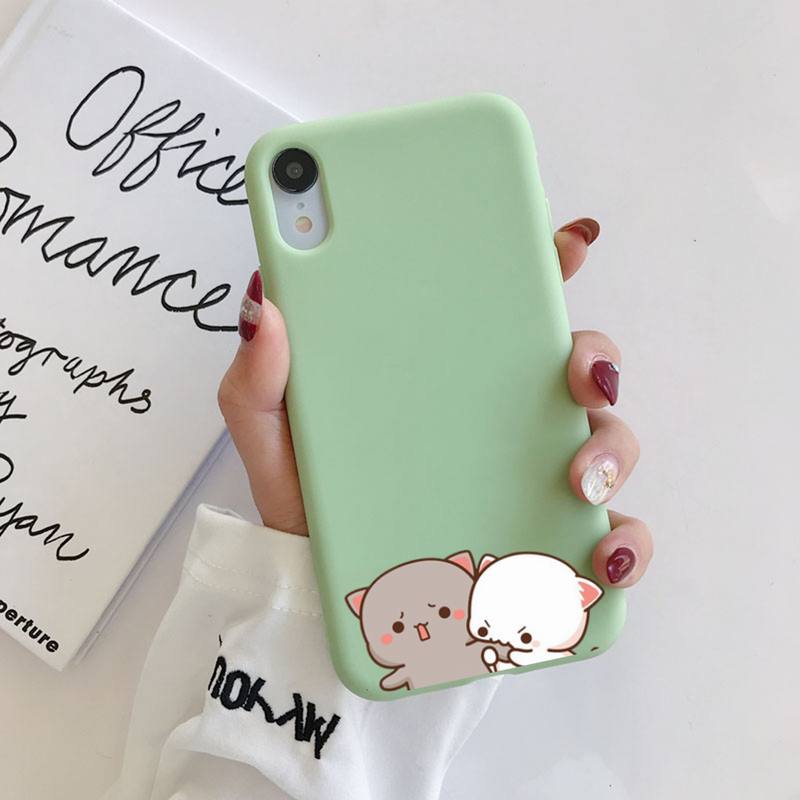 FHNBLJ Mochi Peach Goma Cat Чехол для телефона Мягкий однотонный чехол для iPhone 11 12 13 mini pro XS MAX 8 7 6 6S Plus X XR