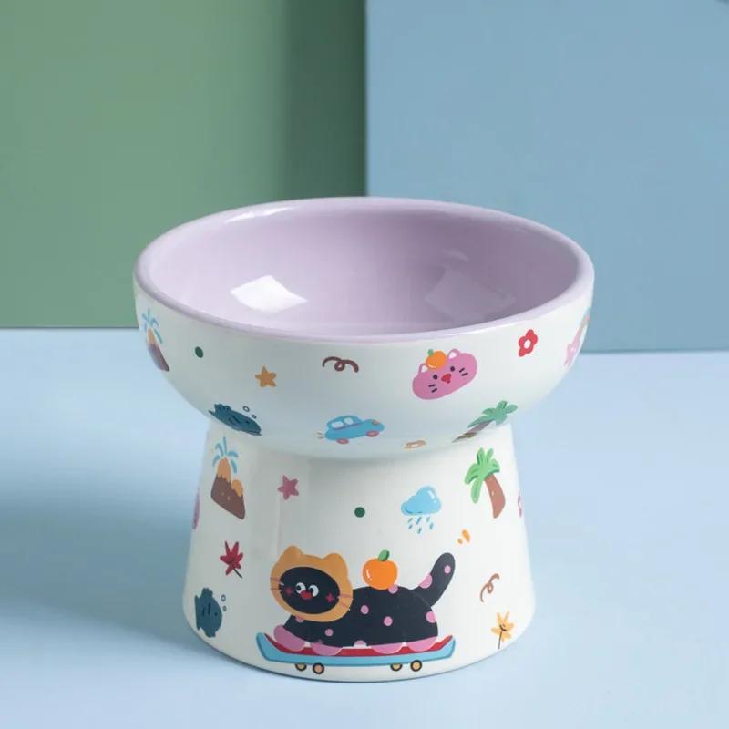 Creative Pet Bowl Cute Cartoon Ceramic Bowl Cat Dog Food Water Bowls