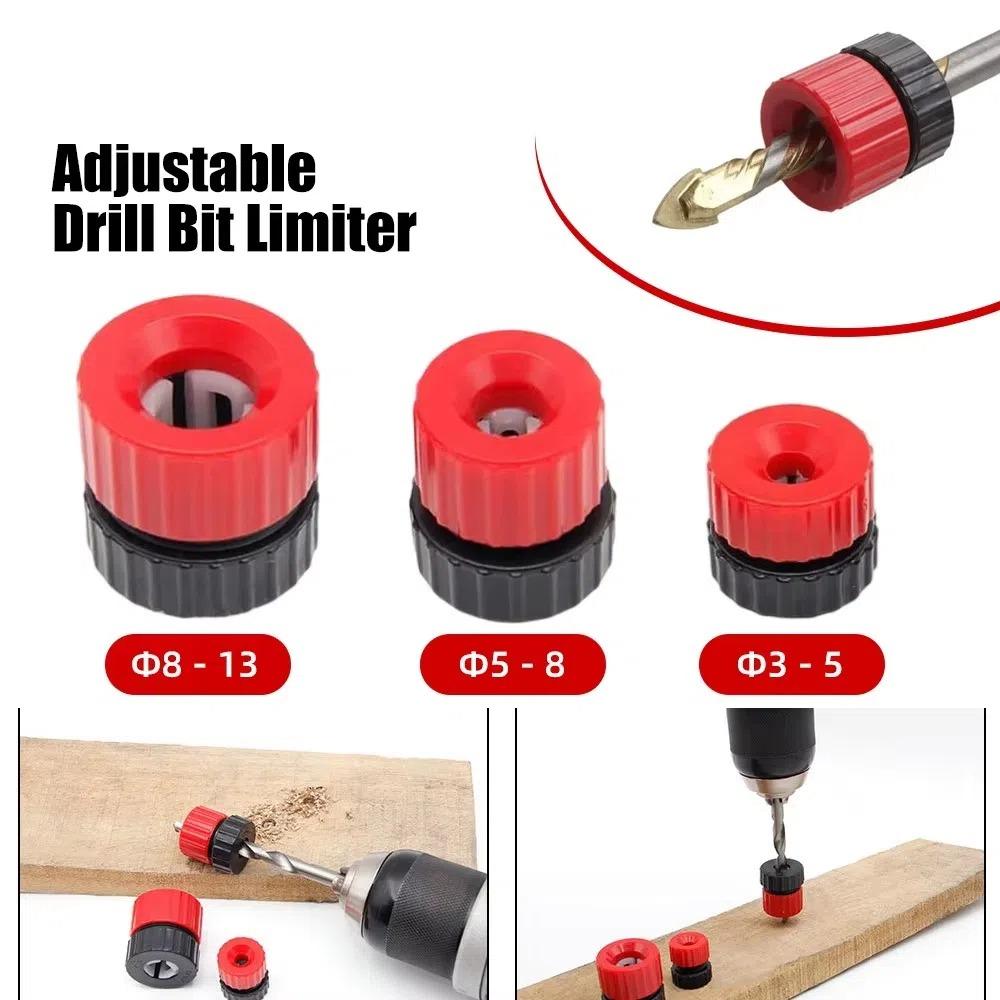 3pcs 3-5mm Drill Bit Adjustable Depth Guide Stop New Drill Depth Stop Collar Precise Drilling Tool