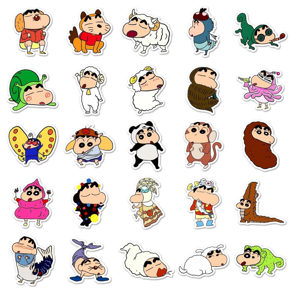 Crayon Shin-chan Dress-Up Stickers: 50 Cute, Waterproof Cartoon Stickers for Phone Cases, Computers, Journals.
