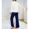 Womens Long Sleeve Pajama Set Fall Winter Collared Cardigan Loungewear Two Piece