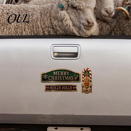 Festive Winter Car Styling 3Pcs Christmas Emblem Metal Badge, Santa Reindeer Snowman Gift for Enthusiasts Decorative Badge SUV Truck, Auto Exterior