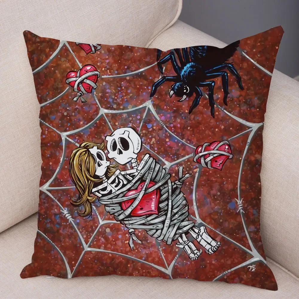 Милая мультяшная наволочка с красочным черепом, на подушку, для автомобиля, дивана, домашнего декора