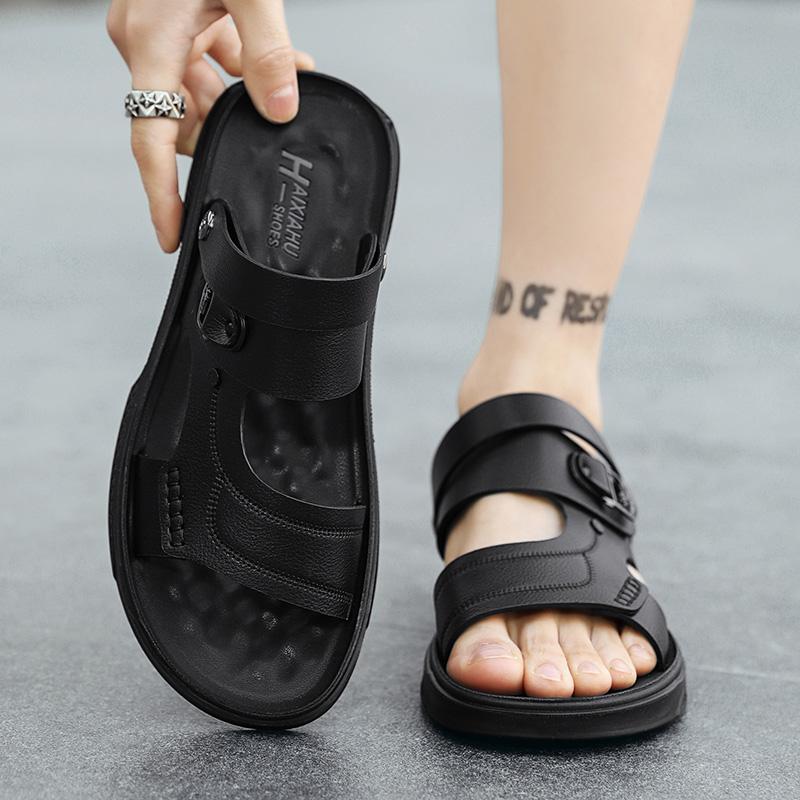 Классические мужские сандалии в стиле ретро, ​​дышащие нескользящие уличные тапочки на мягкой подошве, модная пляжная обувь, летние мужские шлепанцы