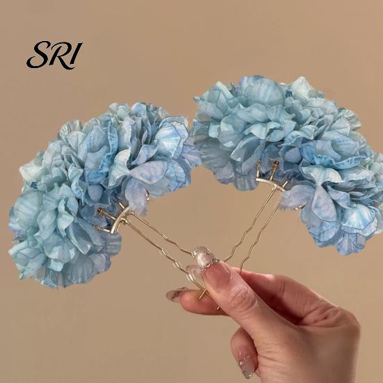 Women Hair Accessory Stick Artificial Flower Decor Easy to Wear Bun Pin Organizer Decorative Broken Fixer Handmade Fabric