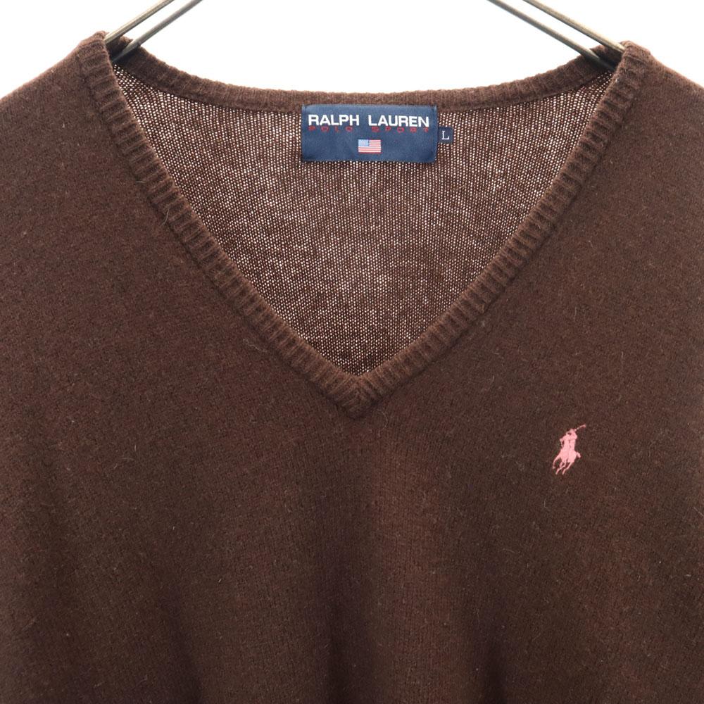 POLO SPORT RALPH LAUREN Сделано Impact 21 Шерстяной свитер с V-образным вырезом с длинным рукавом Женский Б/У