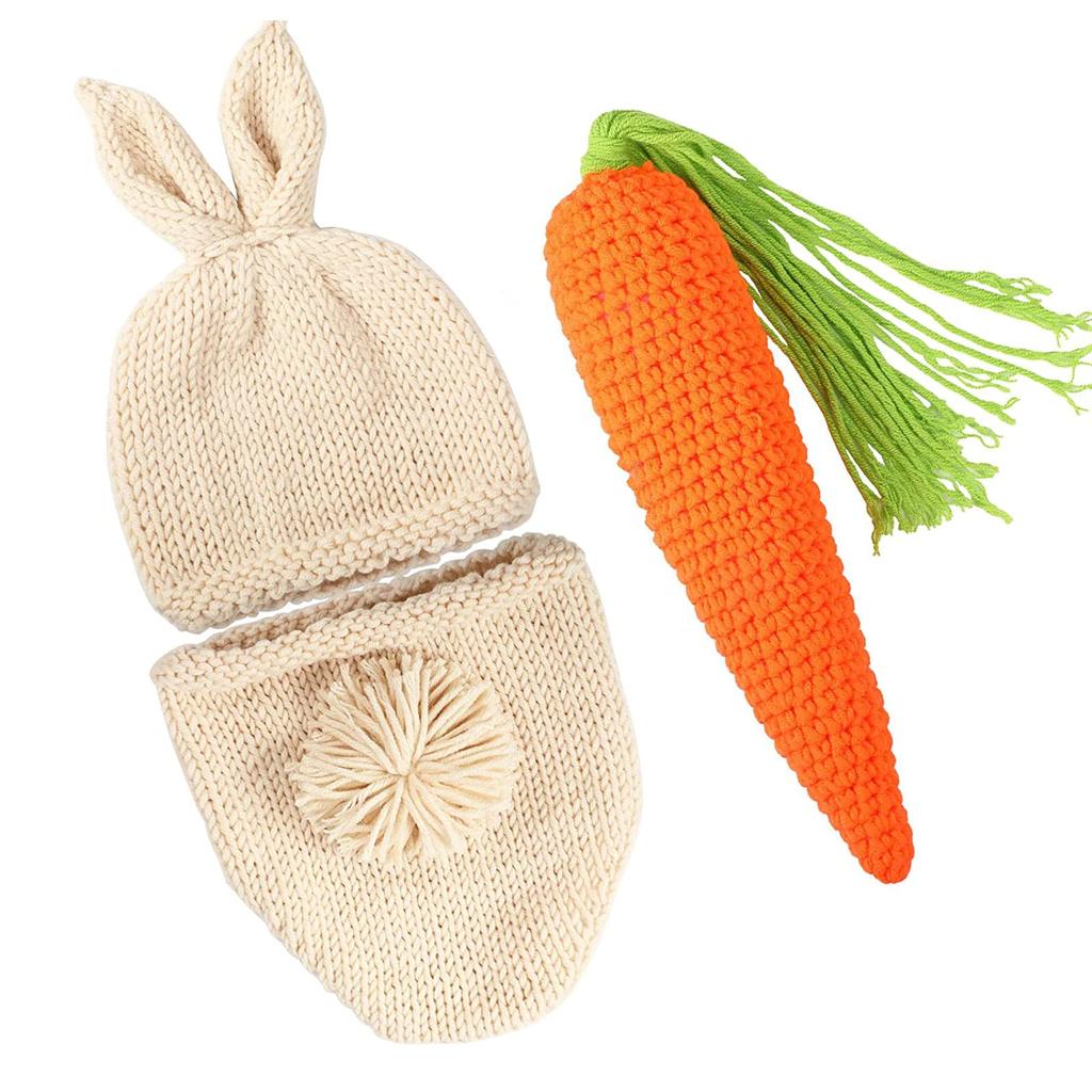 LIKENNY Rabbit Knit Hat Sleeping Art 100th Day Celebration Baby Photo Baby Shower Commemorative Photo Unisex Set, Costume, Costume, Prop, Gift,