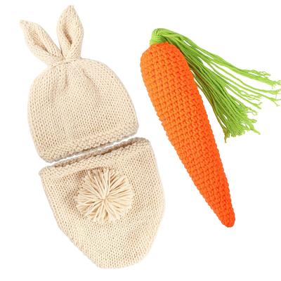 LIKENNY Rabbit Knit Hat Sleeping Art 100th Day Celebration Baby Photo Baby Shower Commemorative Photo Unisex Set, Costume, Costume, Prop, Gift,