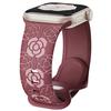 Ремешок для Apple Watch Series Ultra 2/3, 11, 10, 9 8 SE 7 6 5 4 3 2 1 46 мм-45 мм-44 мм-42 мм-49 мм Силиконовый Красный Цветочная гравировка