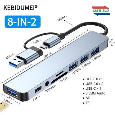8-в-2 USB-концентратор 3.0 USB C-концентратор док-станция Высокоскоростная передача 5 Гбит/с USB-разветвитель SD TF-кардридер OTG-адаптер для Macbook Pro