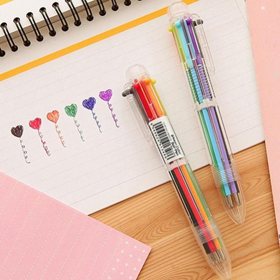 6 цветов 0,5 мм шариковая ручка с маслянистыми чернилами для офиса и школы, гладкая шариковая ручка для письма