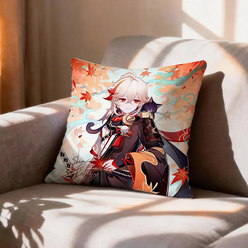 Anemo buffer KKaedehara KKazuha Genshin Pillow Case Pattern Printed Pillowcase For Living Room Sofa Cushion Cover