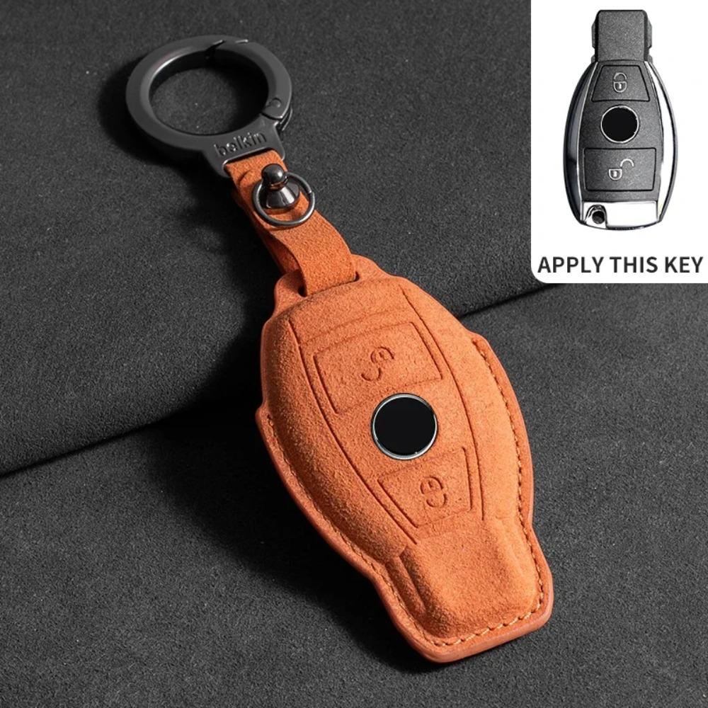 Suede Leather Car Key Case for Mercedes Benz E Class W213 W205 E200 E260 E300 E320 AMG CLA 2019 2020 Remote Fob Shell Case