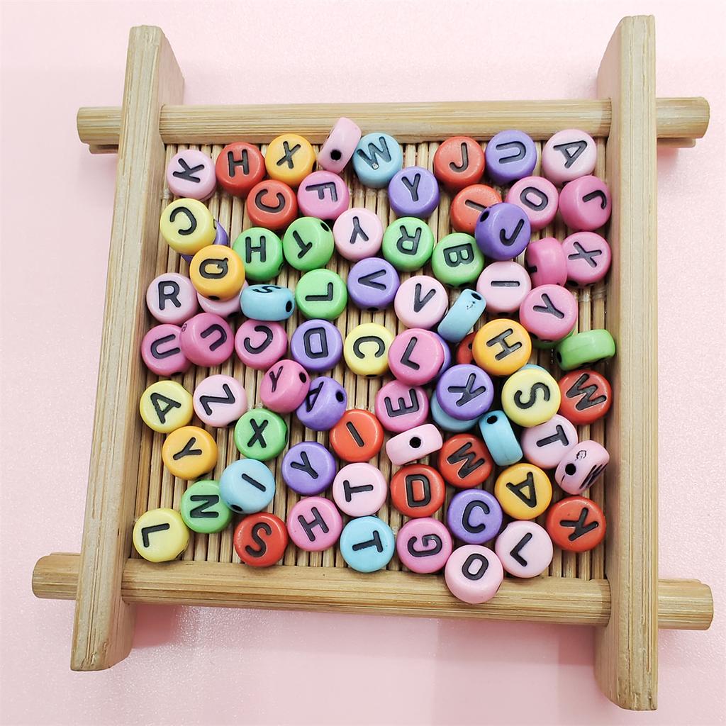 100Pcs Letter Jewelry Accessories Mixed Color Flat Bead Acrylic Loose Beads Square Bead New High-quality