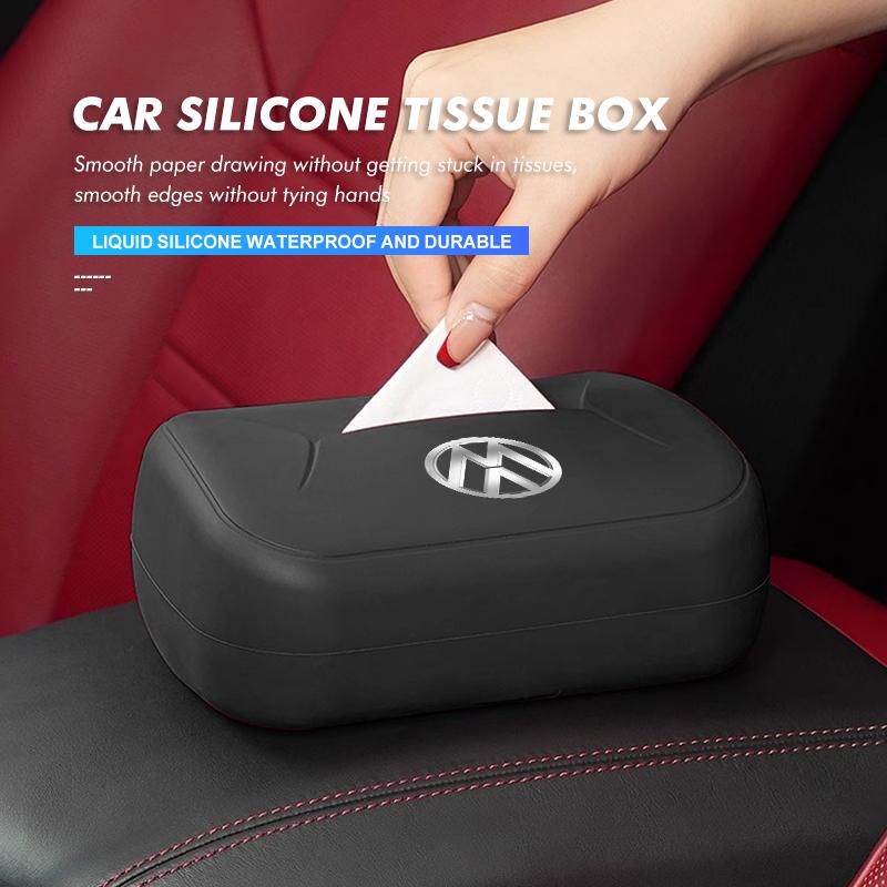 O2For Volkswagen VW Car Paper Storage Bag Silicone Handkerchief Box Tissue Case Passat Golf 4 5 6 Tiguan Polo Scirocco Jetta CC