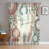 Vintage Pocket Watches Feathers Sheer Curtains for Living Room Transparent Tulle Window Curtain Bedroom Kitchen Veil Drapes