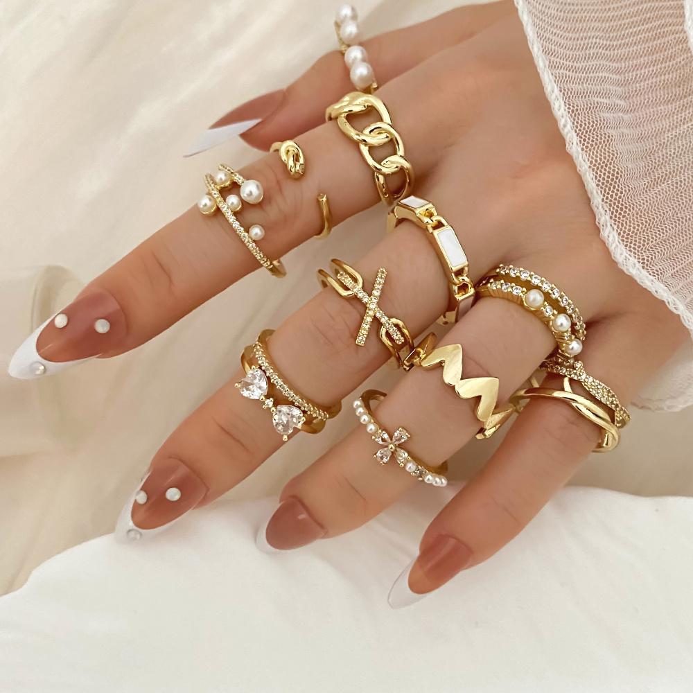 Модные геометрические кольца золотого цвета, сверкающее открытое кольцо с цирконом, эффектные ювелирные изделия для женщин