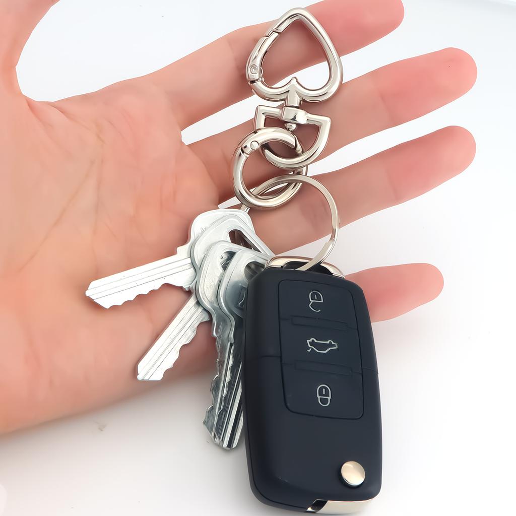 2pcs Heart Keychain, Heart Clips for Keys, Snap Hook Keychain Clip for Card Holders Keychains