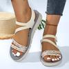 Женские римские сандалии 2025 лето новая коллекция туфли с круглым носком и открытым носком женские на одном ремешке противоскользящие на низком каблуке сандалии-балетки Sandalias De Mujer