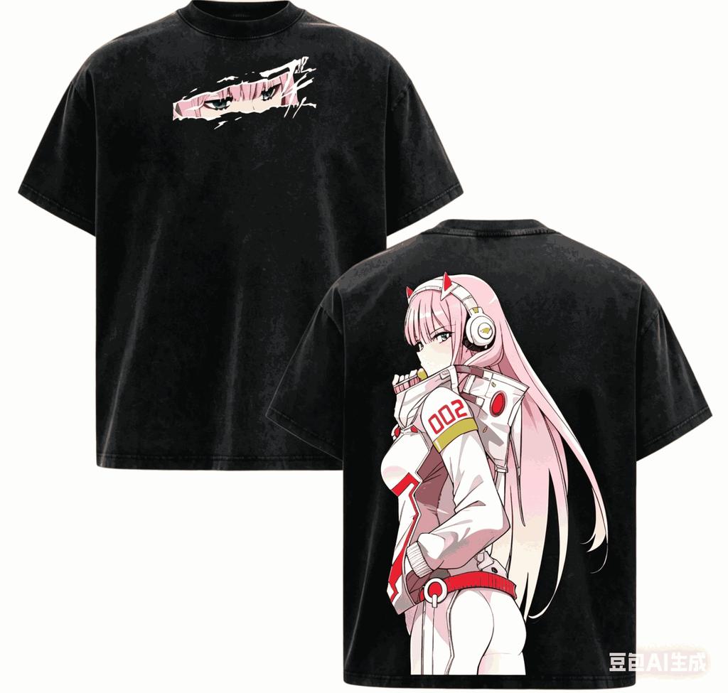 DARLING in the FRANXX Футболка личность Одежда Новая модель Аниме Футболка Круглогодичная одежда Большой размер Унисекс Уличная одежда Модная Для пар