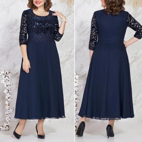 Вечернее платье, очаровательное трапециевидное платье макси на ощупь, большие размеры, кружевное шифоновое вечернее платье, вечернее платье, женская одежда