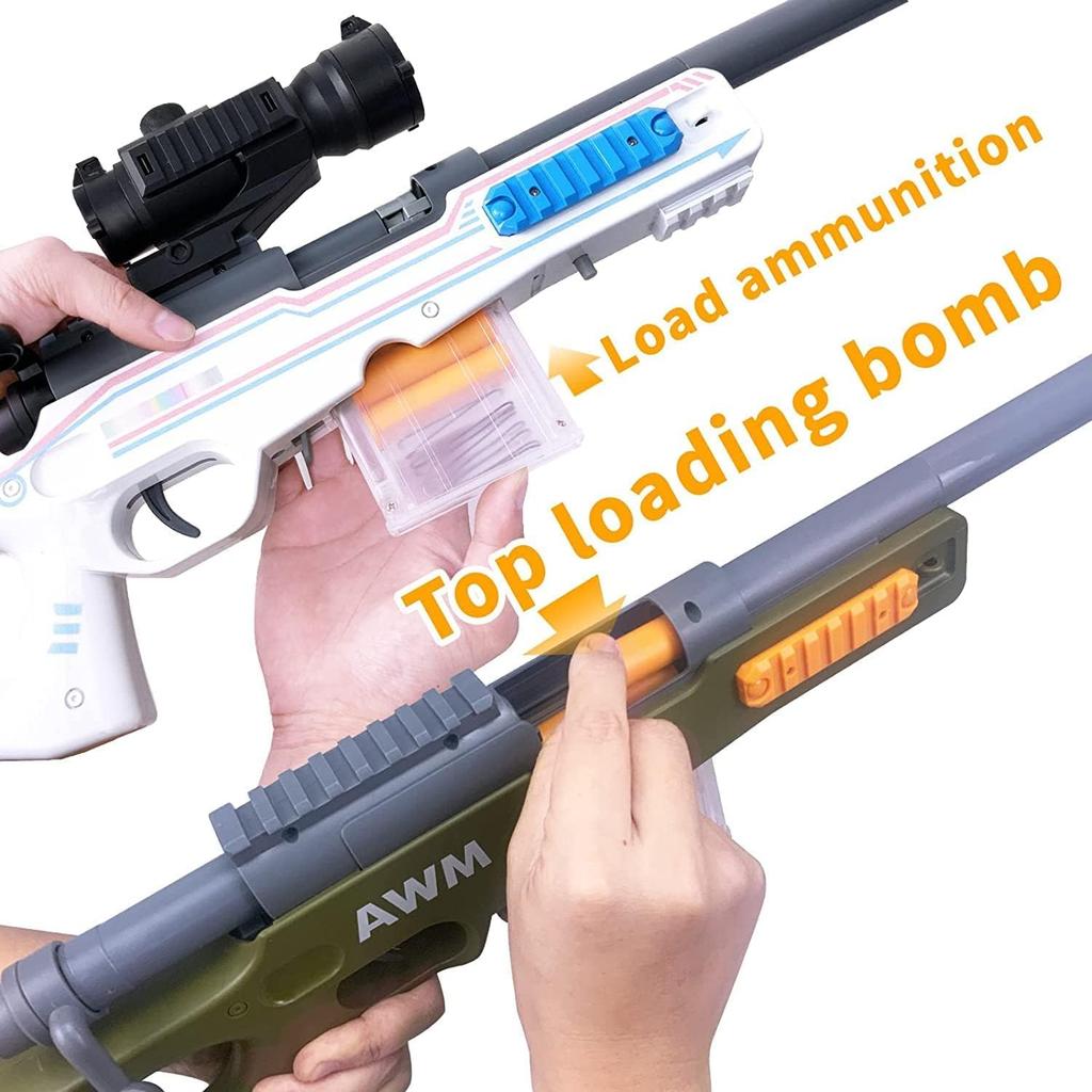 AGM MASTECH AWM Дробовик-бластер с выбросом гильз 40 патронов 12 2 обоймы Бластер Игровой набор для взрослых - Стрелы, Гильзы, (4-зарядная перезарядка) - Мальчики,