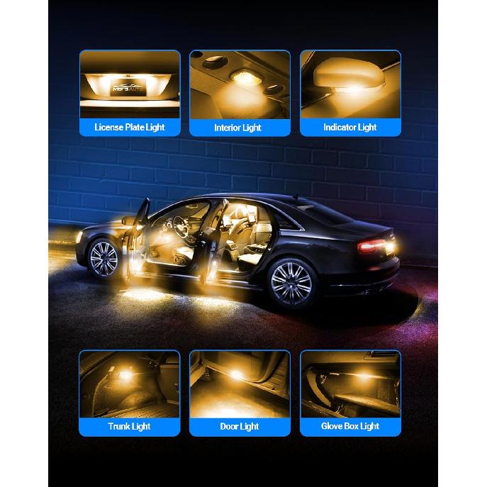 Marsauto 194 Светодиодная Лампа Желтая, 168 T10 2825 W5W 3525 Яркий Чипсет 9-36В Замена Лампы Для Фонарей Номерного Знака Плафон Карты Подсветка Двери