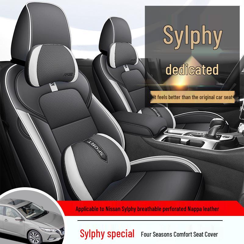 Sylphy 5-Seater Leather Seat Cover: All-Season Full Surround Cushion