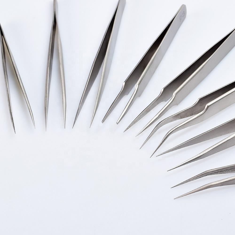 Stainless Steel Eyebrow Tweezer False Eyelash Extension Tools Auxiliary Repair Hyperfine High Precision Anti Acid Tweezers
