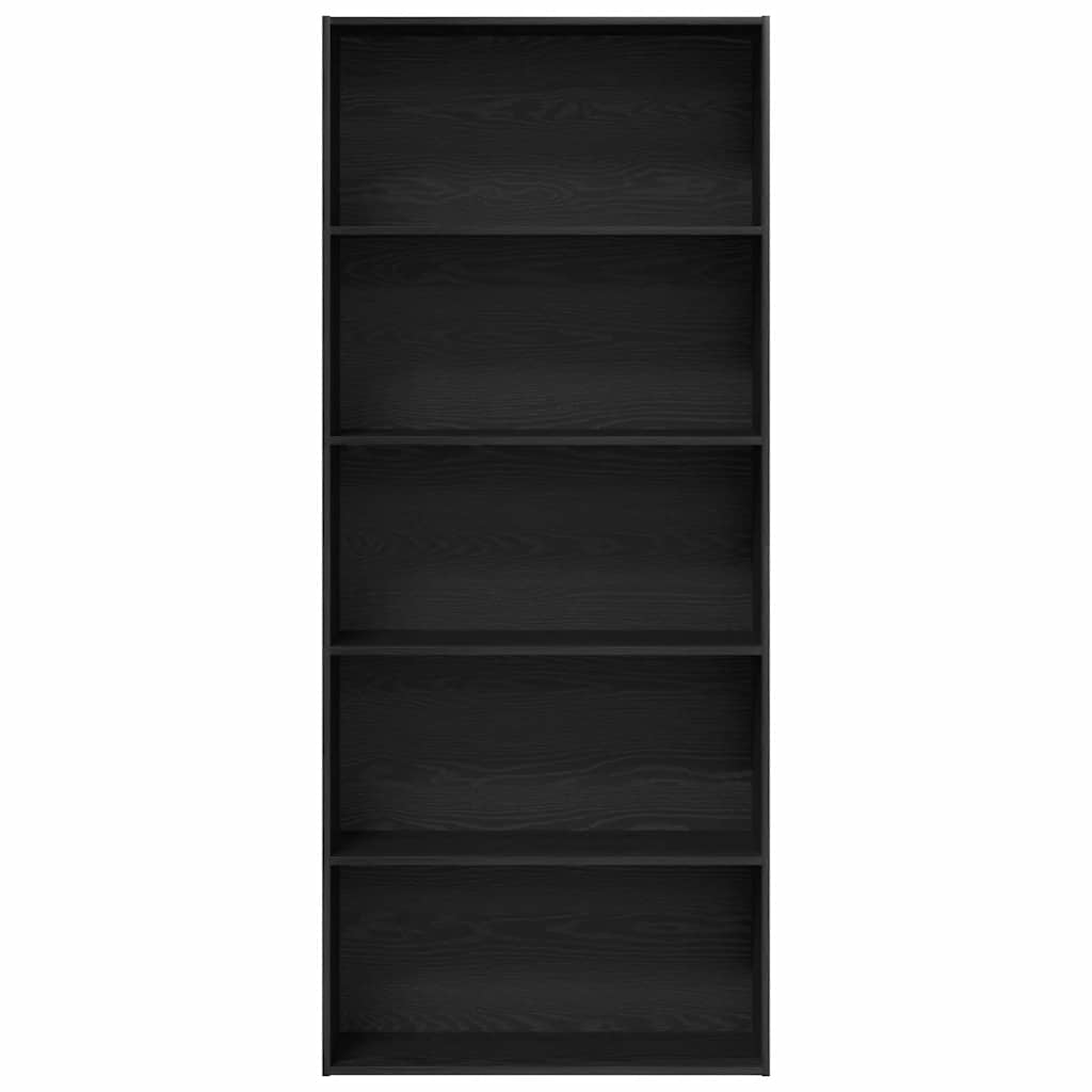 Bookshelf Black Oak Effect 80 x 30 x 189 cm Engineered Wood