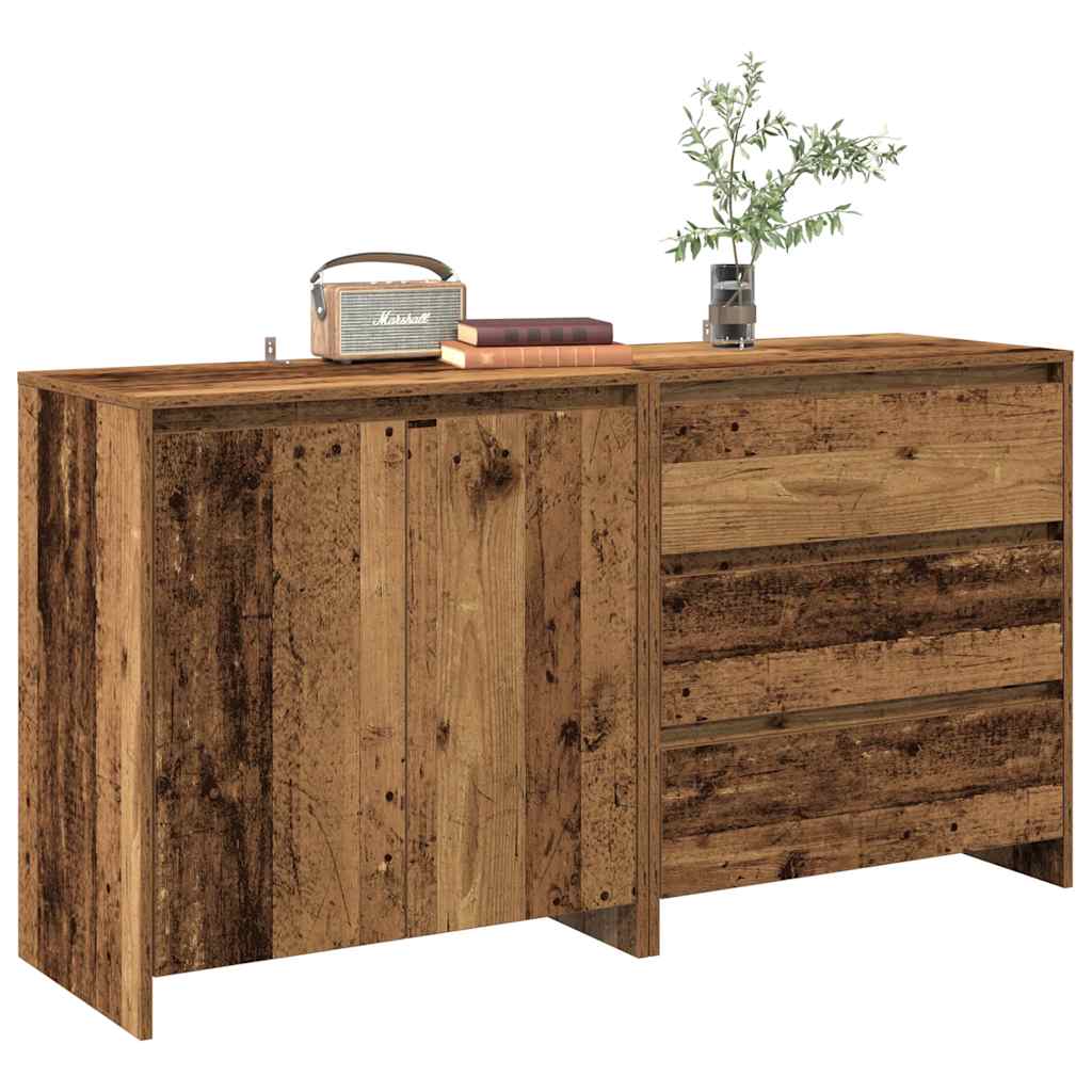 2 piece Sideboard in Rustic Wood Look Particleboard