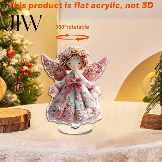 Snowman Cupcake Table Centerpiece Christmas Gingerbread Rotating Acrylic Desktop Ornament, 2D Flat Rotatable Festive Party Ornament Decorative Plaque