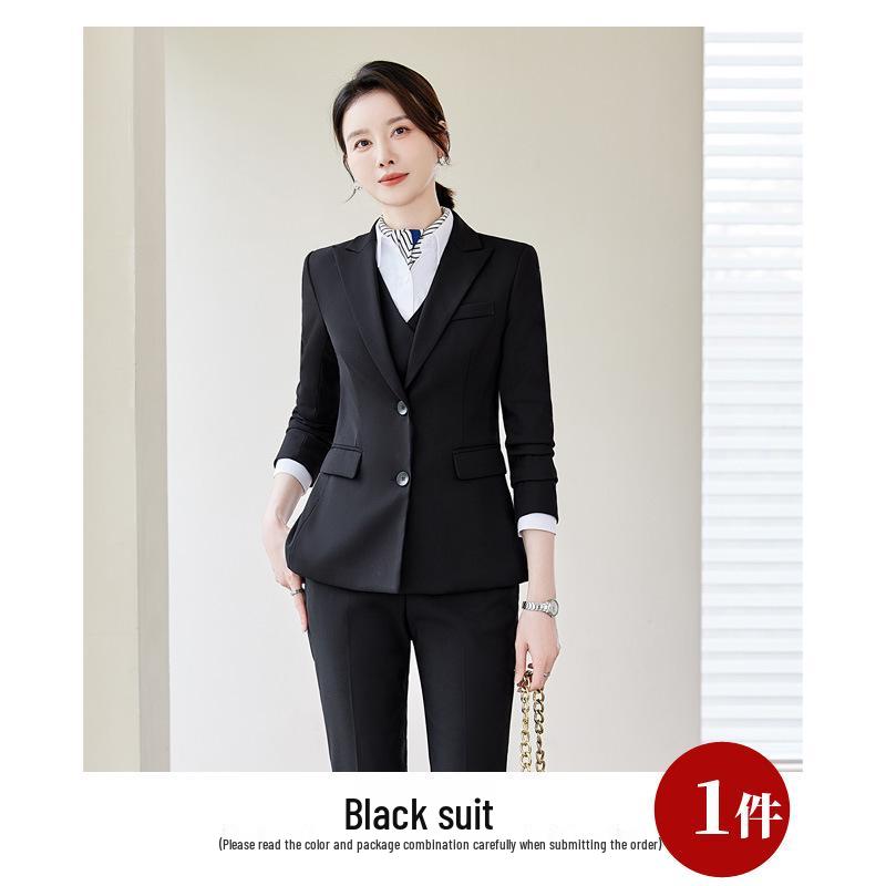 Профессиональный женский осенний костюмный набор - Формальная рабочая одежда для менеджера ресепшена отеля с пиджаком с длинными рукавами и брюками