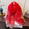 Новый весенний шелково-шерстяной шарф для женщин Магнолия Универсальная красота Шаль Ретро Нежный Вышитый Цветочный Марлевый Шарф