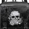 Рюкзак для ноутбука с черепом, вышитый рюкзак для походов в стиле панк, кожаный рюкзак для шопинга для мальчиков и мужчин