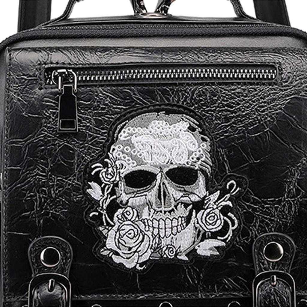 Рюкзак для ноутбука с черепом, вышитый рюкзак для походов в стиле панк, кожаный рюкзак для шопинга для мальчиков и мужчин