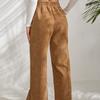 Модные осенние свободные брюки с разрезами, женские однотонные брюки с карманами и высокой талией, повседневные прямые брюки с широкими штанинами