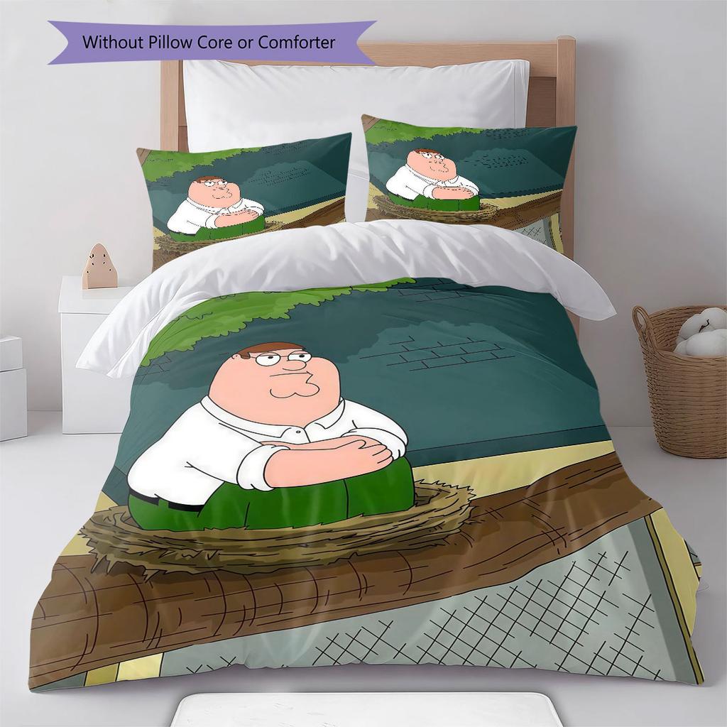 Peter Griffin Fun Pattern Bedding Home Decoration Birthday Gift ( 1 duvet cover + 2 pillowcase, without core),fan merchandise.