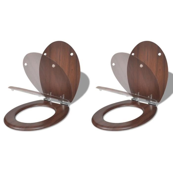 VidaXL Sièges de toilette avec couvercles 2 pcs MDF Marron
