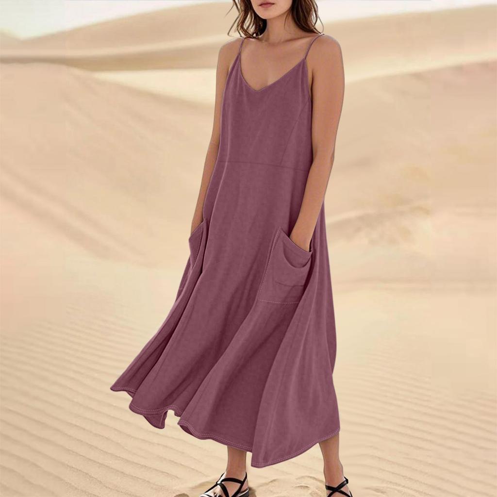 Женское летнее платье, повседневные свободные длинные пляжные платья для отдыха