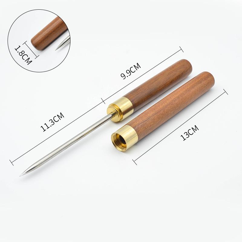 Ice Pick With Cover Stainless Steel Ice Pick with Wooden Handle Kitchen Icepick Bartender Breaking Ice Tool