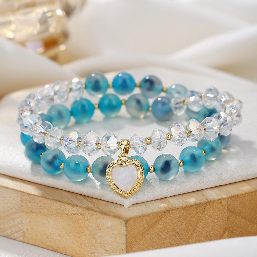 Натуральный агат и австрийский кристалл браслет с бусинами - Женские винтажные украшения высокого класса