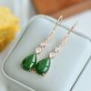 Hotan Jade Jasper S925 Silver Inlaid Water Drop Earrings